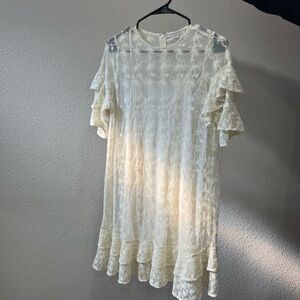 All Saints Cream Lace Boho Dress Mid Thigh length